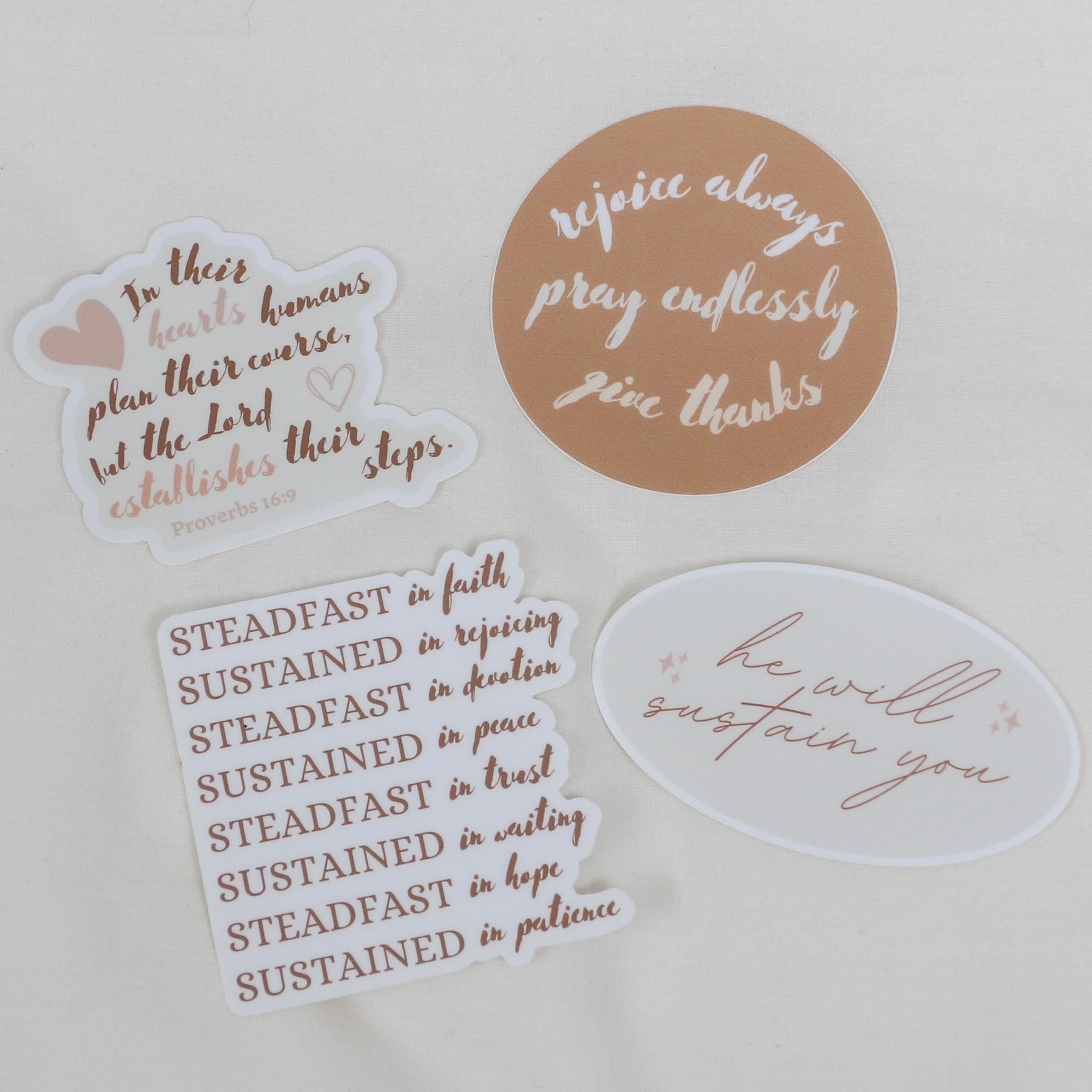 Set of 4 minimalist Christian stickers by Steadfast & Sustained