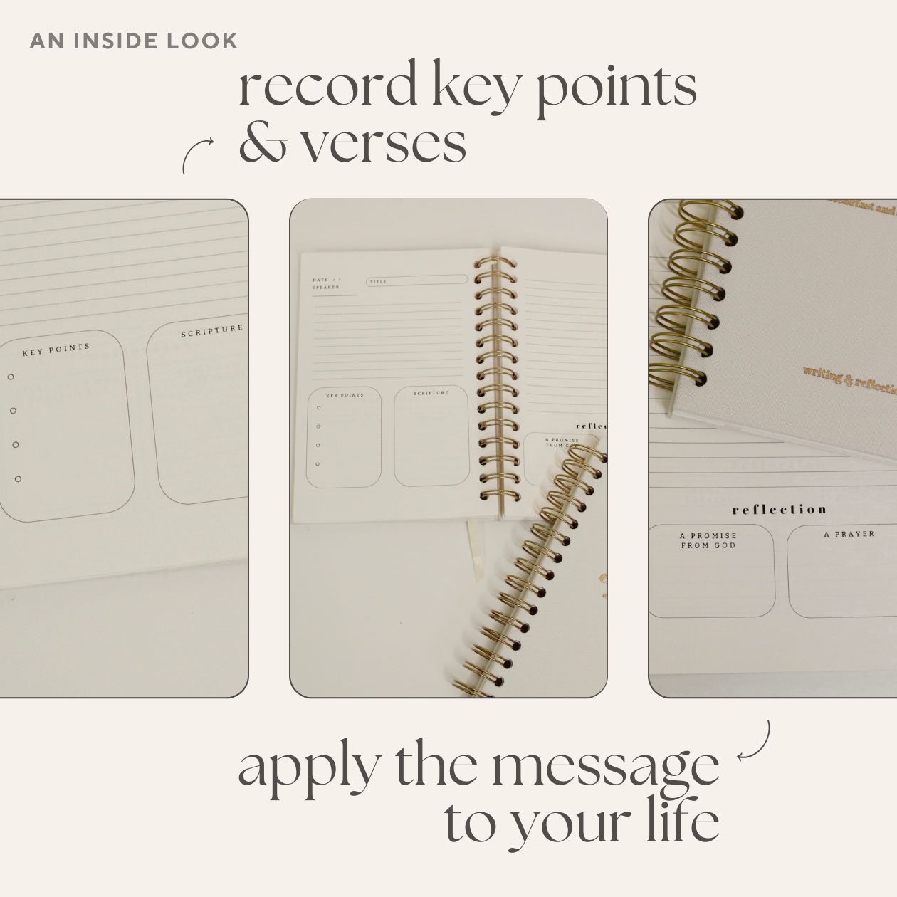 Church Notes Journal - White Spiral Linen