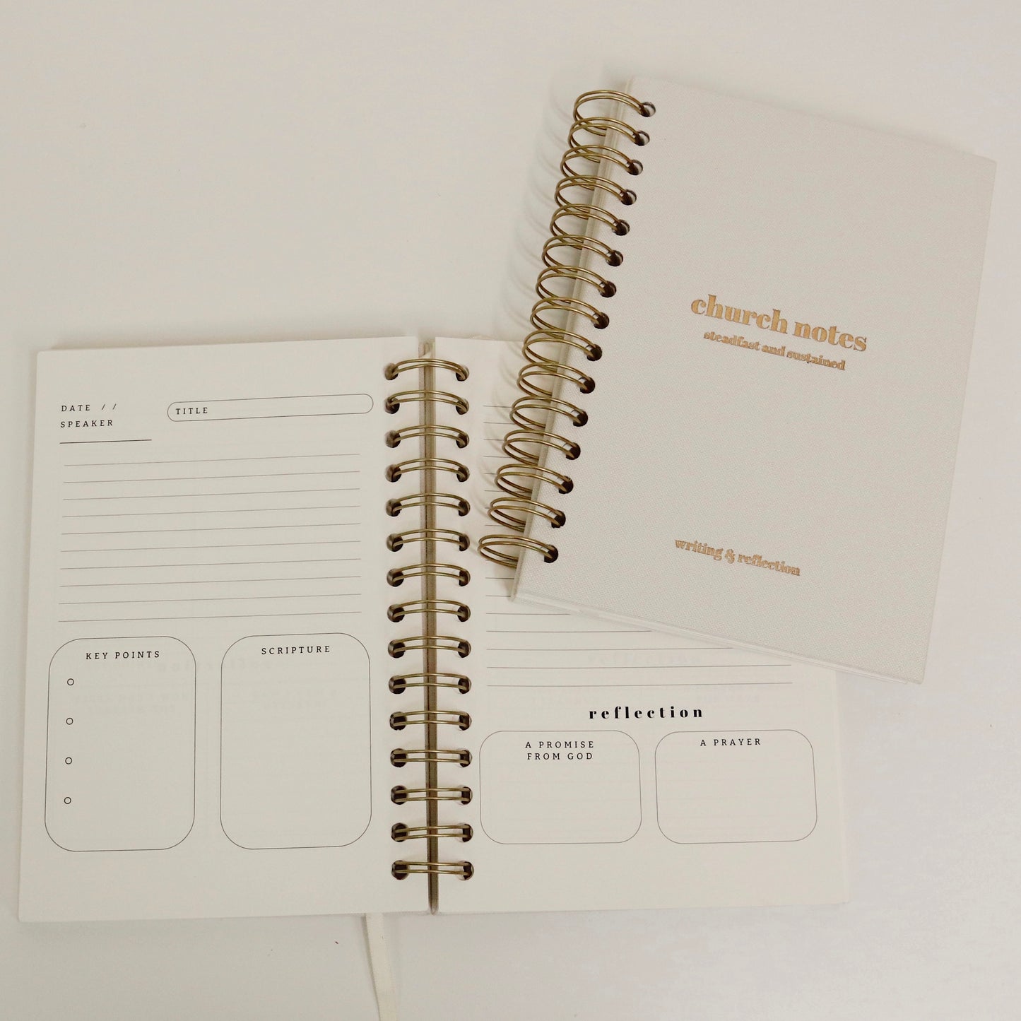 Church Notes Journal - White Spiral Linen
