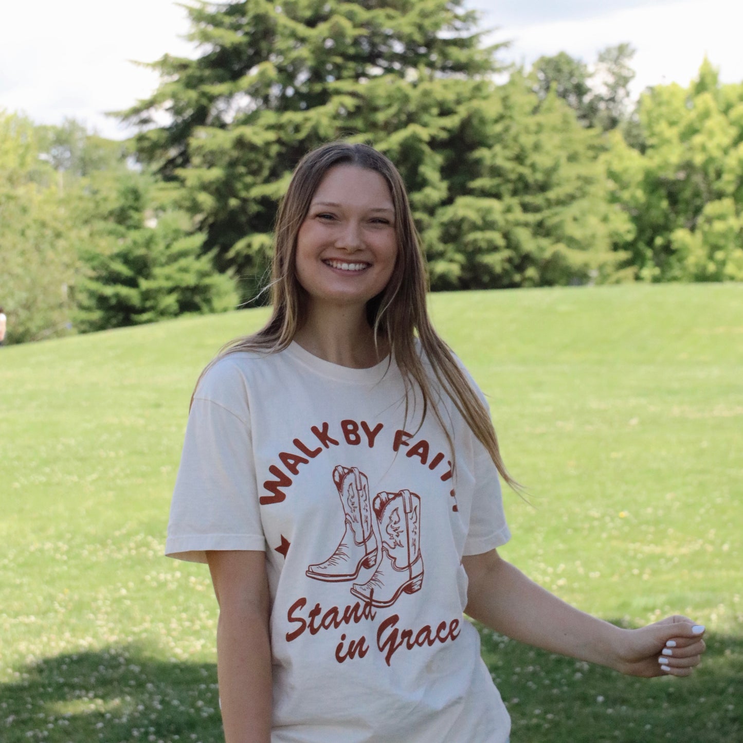 Walk by Faith, Stand in Grace Tee
