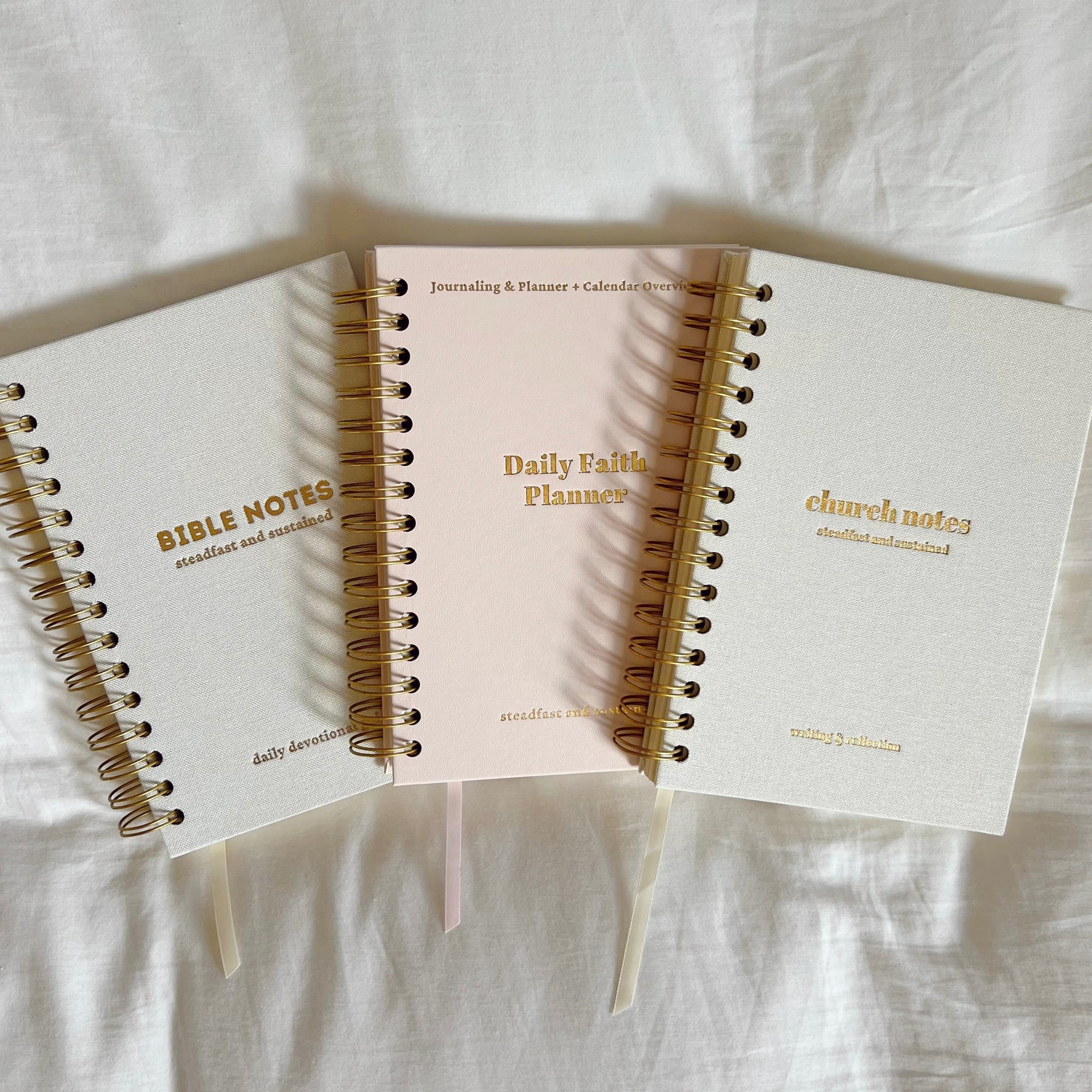 Steadfast & Sustained Journal Trio — Bible Notes, Church Notes, and Planner set