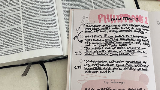 Bible study notes in a Steadfast and Sustained journal reflecting on Philippians