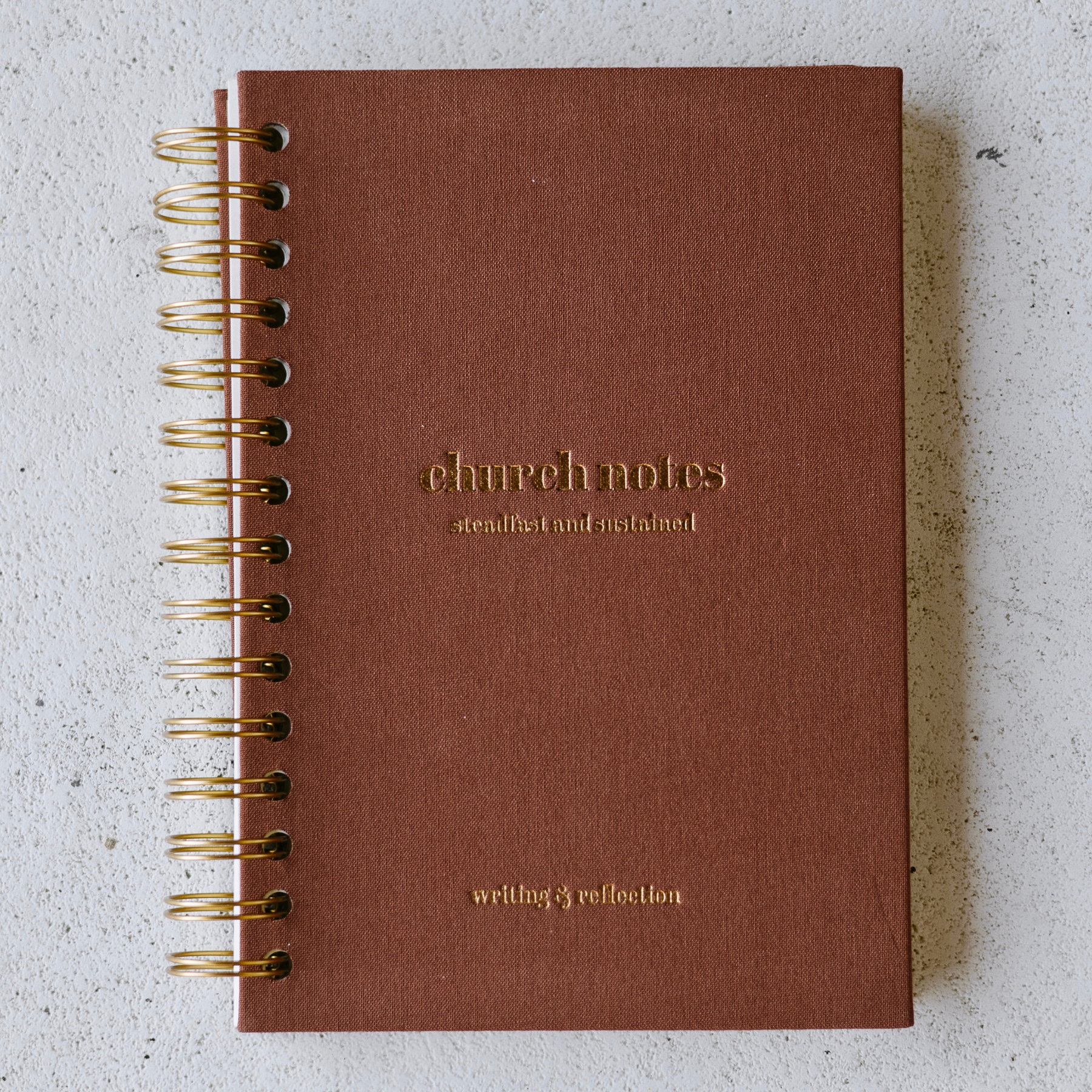 Mocha Brown spiral Church Notes Journal