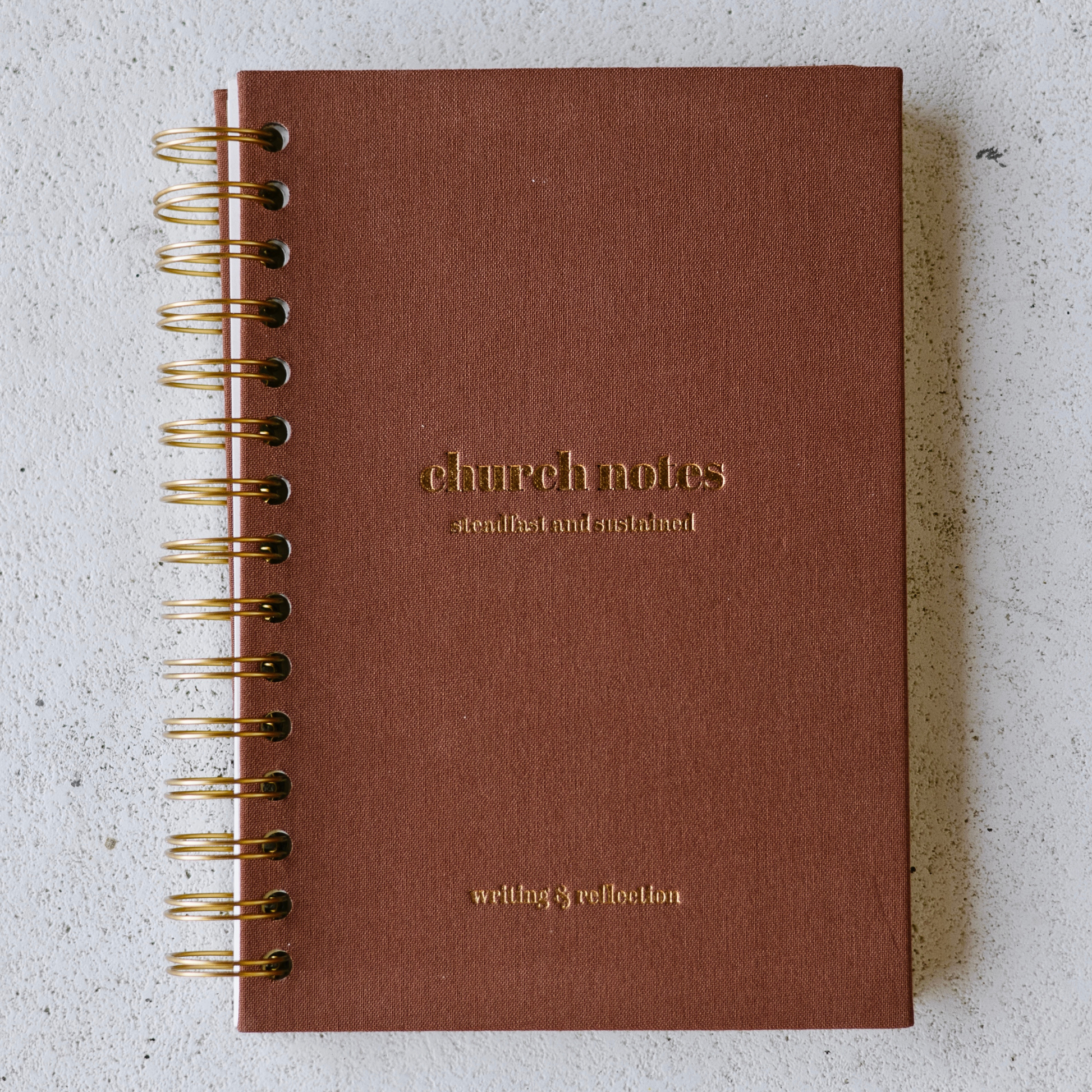 Mocha Brown spiral Church Notes Journal