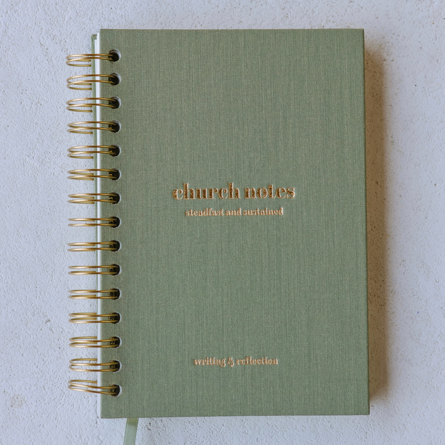 Sage Green spiral Church Notes Journal