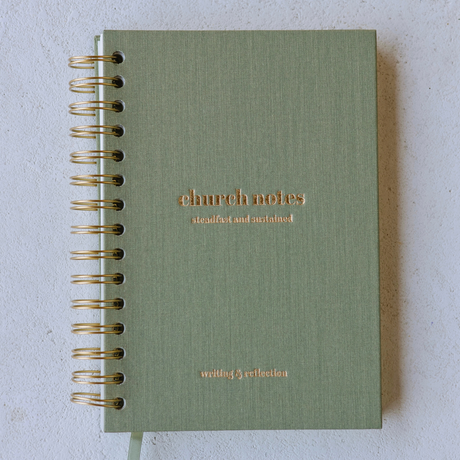 Church Notes Journal Spiral | Stay Focused & Grow in Faith Weekly - Sage Green / 6 x 8"