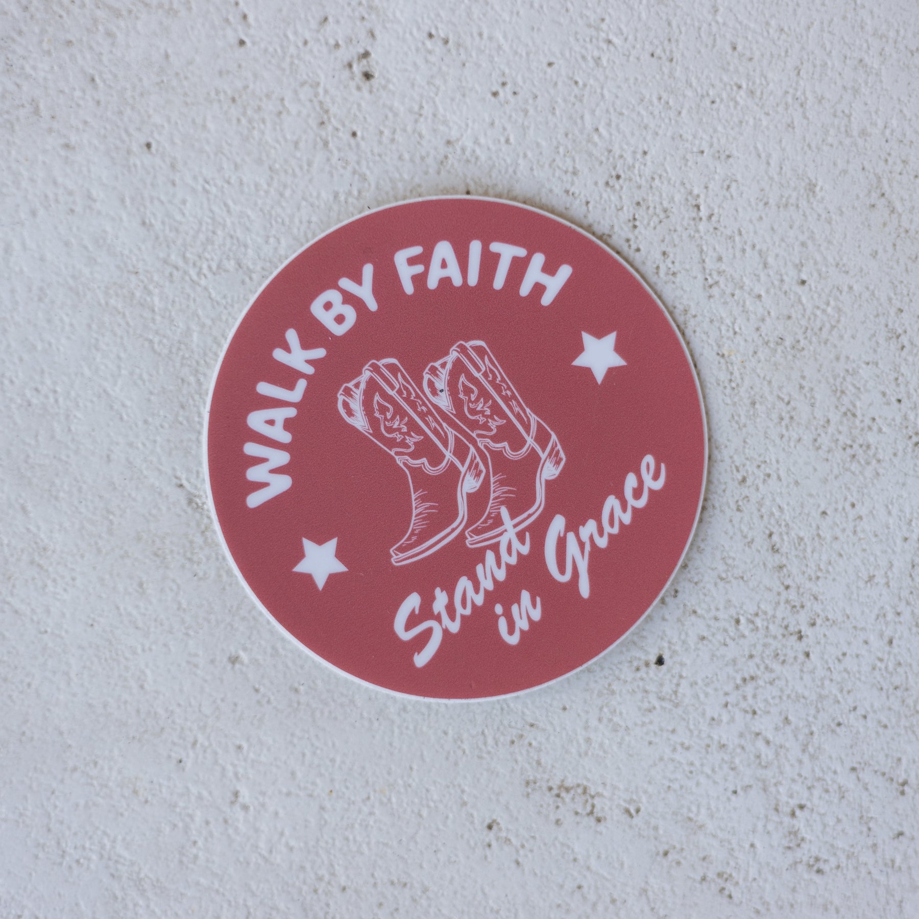 Walk by Faith, Stand in Grace western Christian sticker