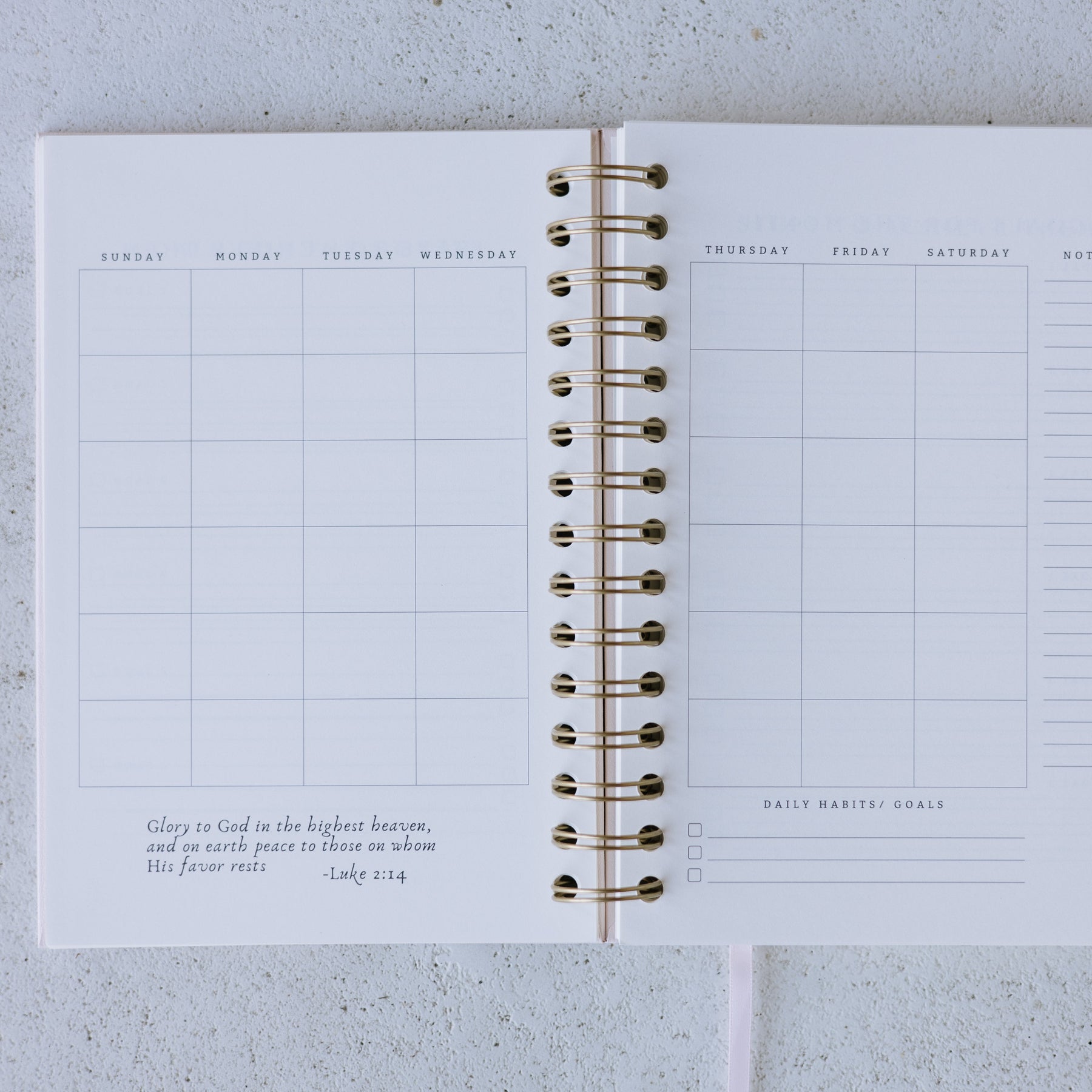 Faith-based daily planner for intentional days and quiet time