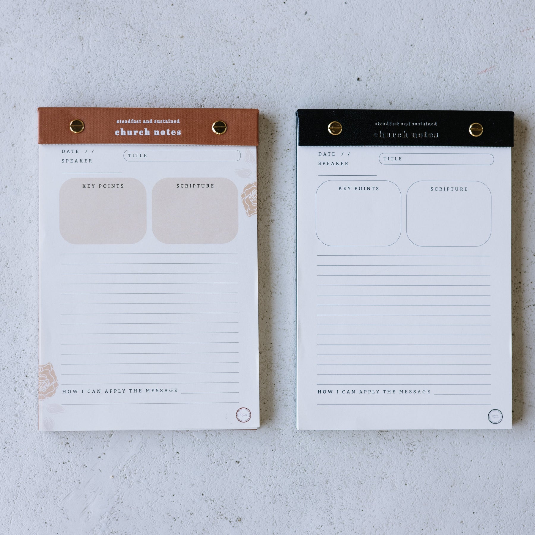Steadfast & Sustained Church Notes Notepad — tear-off sermon notes on the go