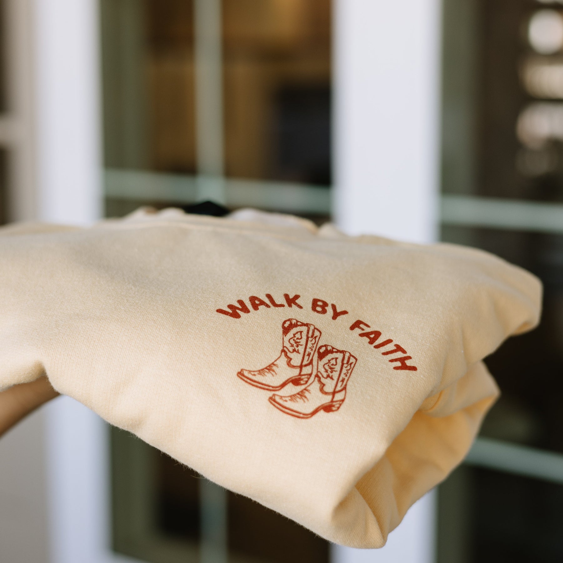 Walk by Faith crewneck styled for church, Bible study, and everyday wear