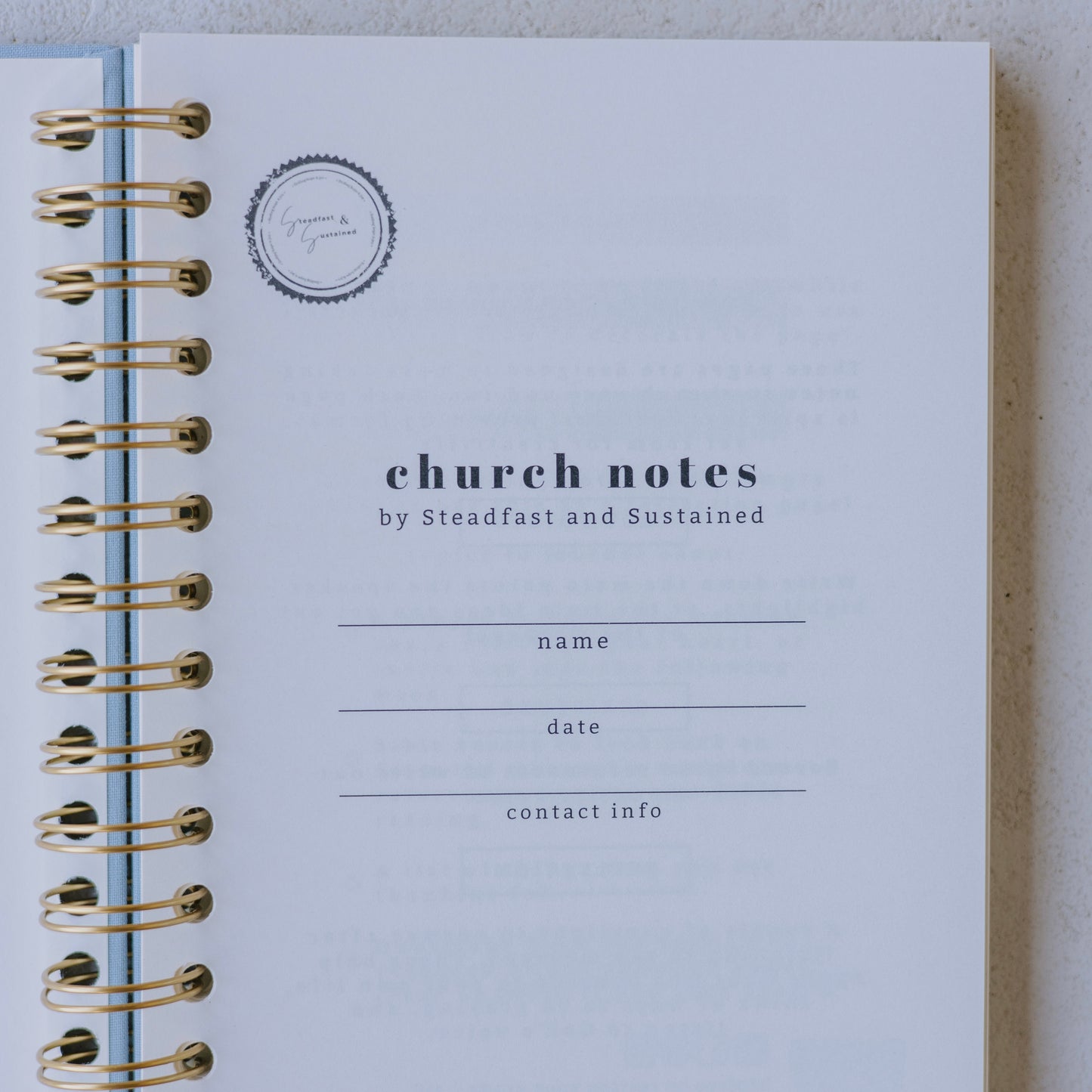 Church Notes Journal - Spiral Linen Blue