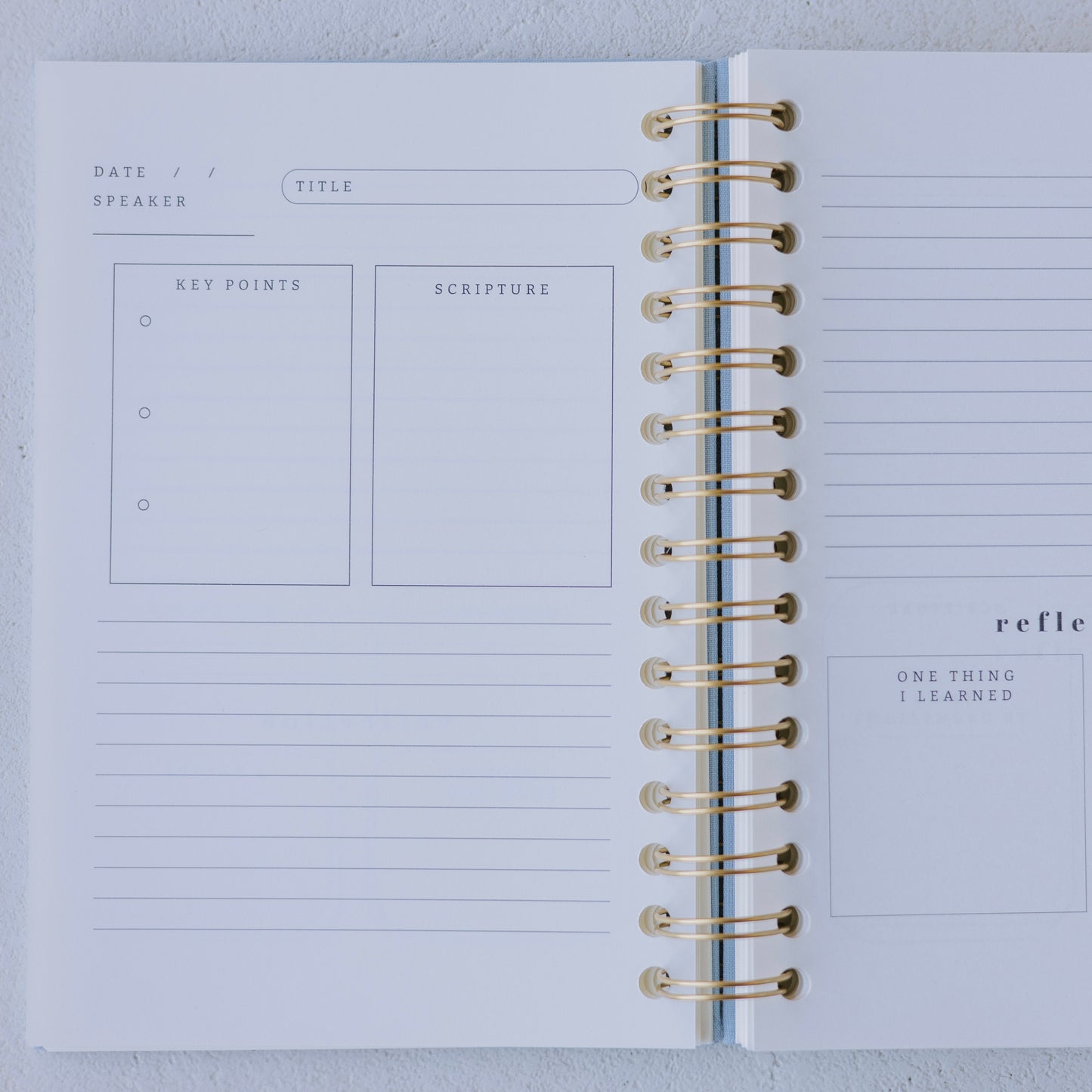 Church Notes Journal - Spiral Linen Blue