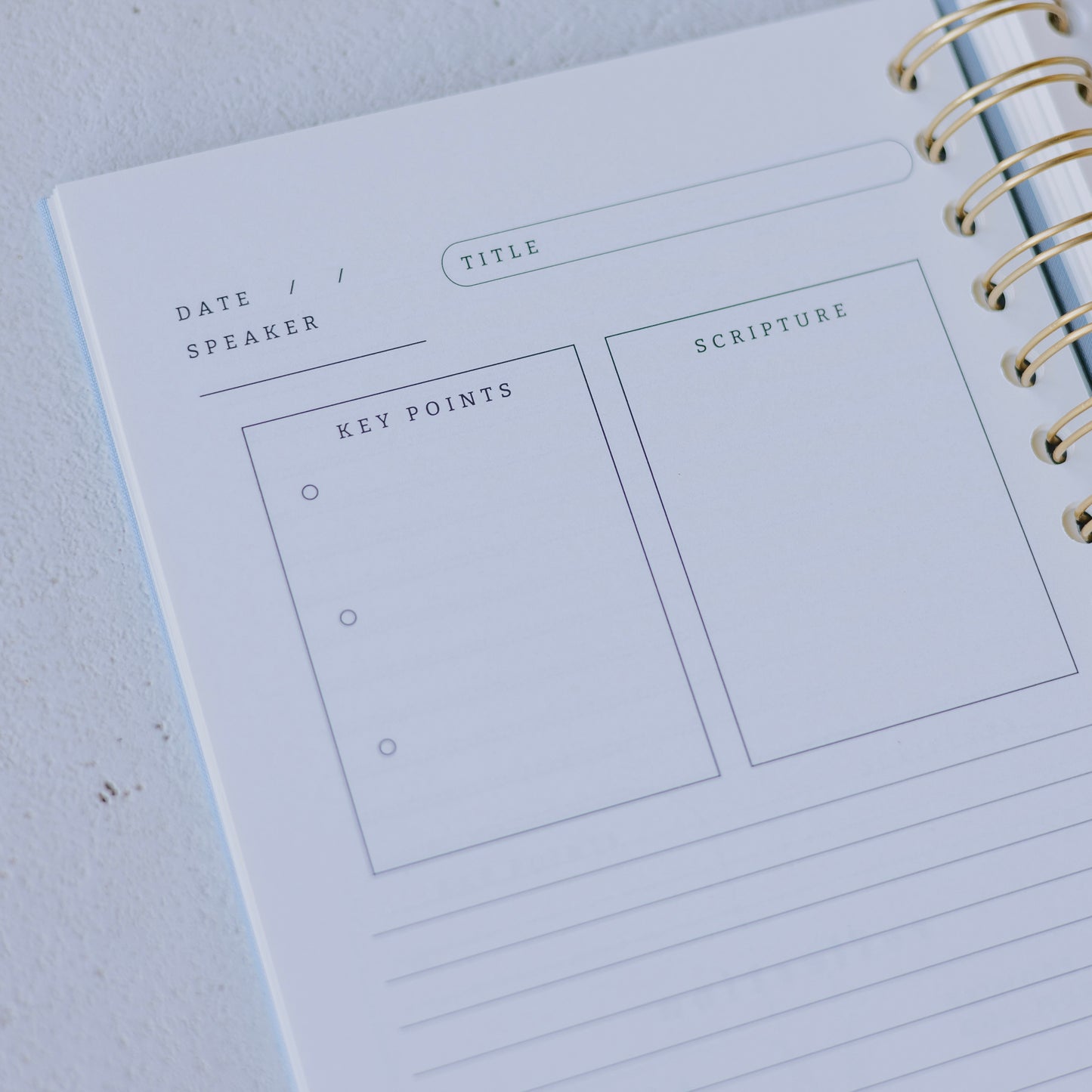 Church Notes Journal - Spiral Linen Blue