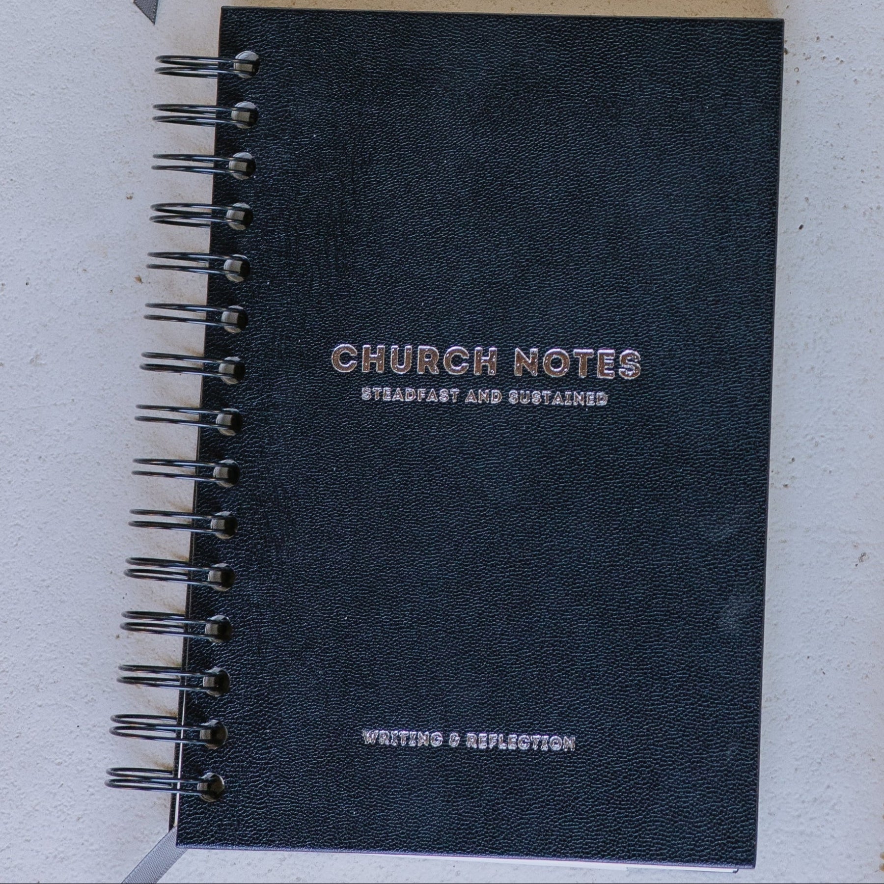 Church Notes Journal Spiral — styled flat-lay photo