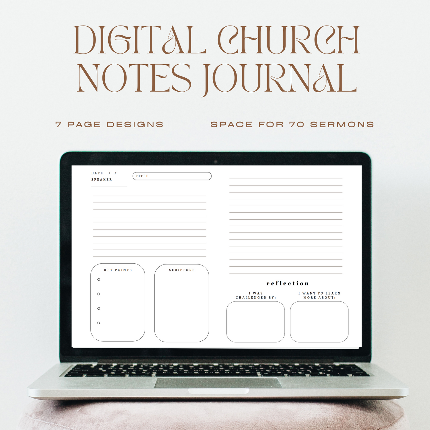 Church Notes Journal: Digital Version // Minimalist, Black & White