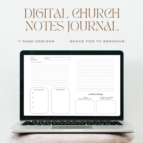 Church Notes Journal: Digital Version // Minimalist, Black & White