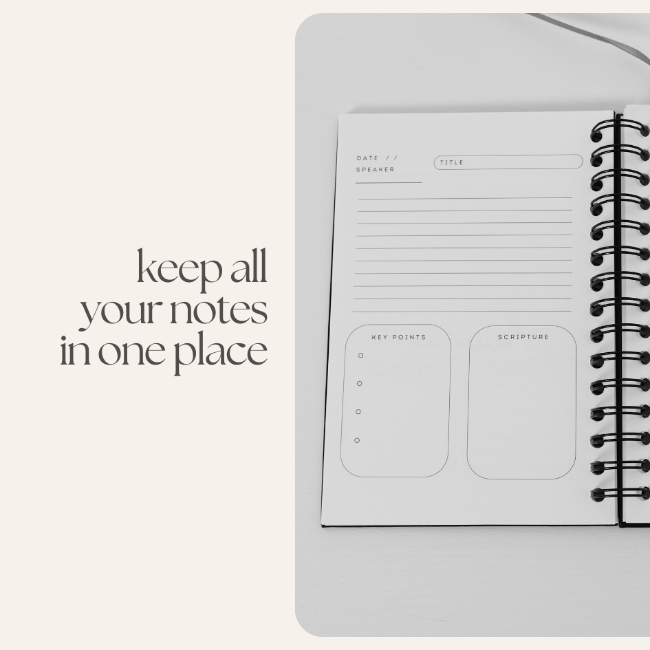 Church Notes Journal - EXTRA MARGIN SPACE Edition - Black Leatherette