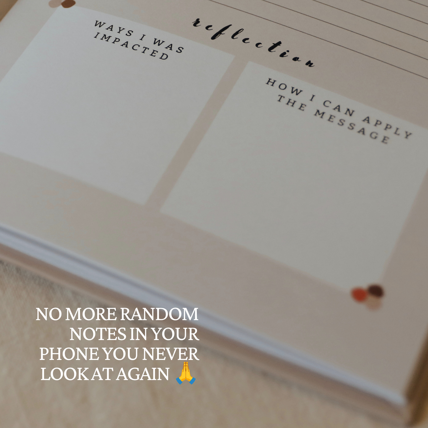 Keepsake tan hardcover faith journal for weekly church notes