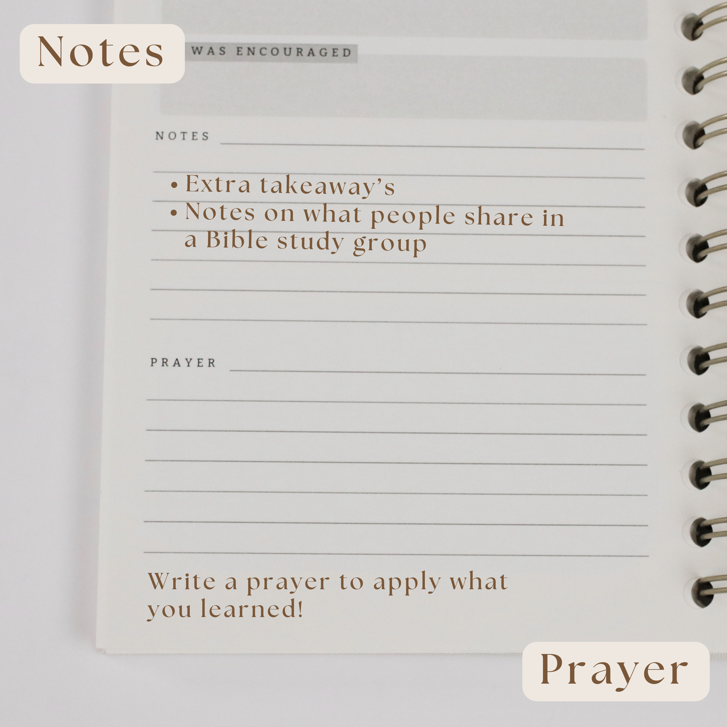Bible Notes & Reflection Journal - White Linen Spiral - SLIGHTLY IMPERFECT