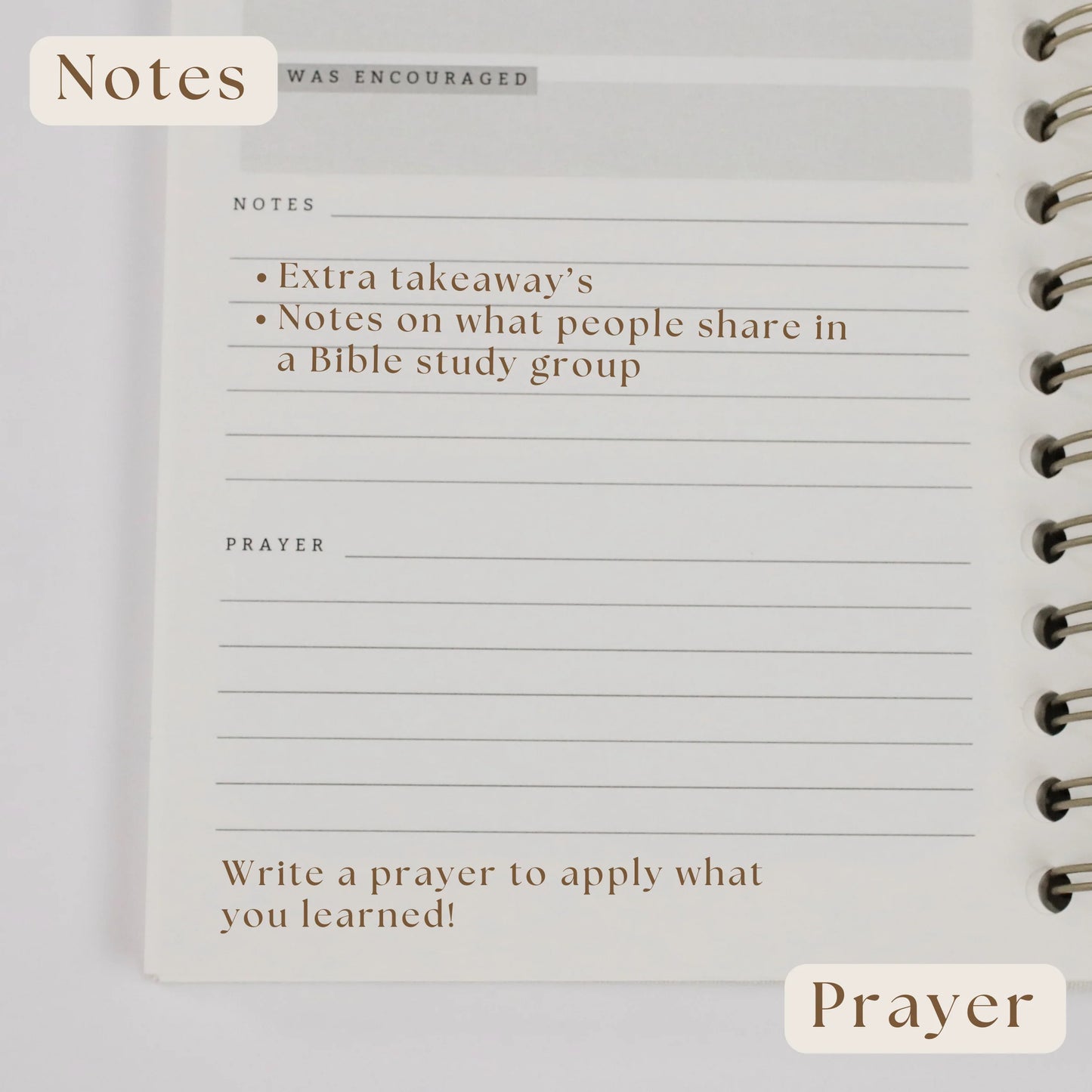 Bible Notes & Reflection Journal - White Linen Spiral - SLIGHTLY IMPERFECT