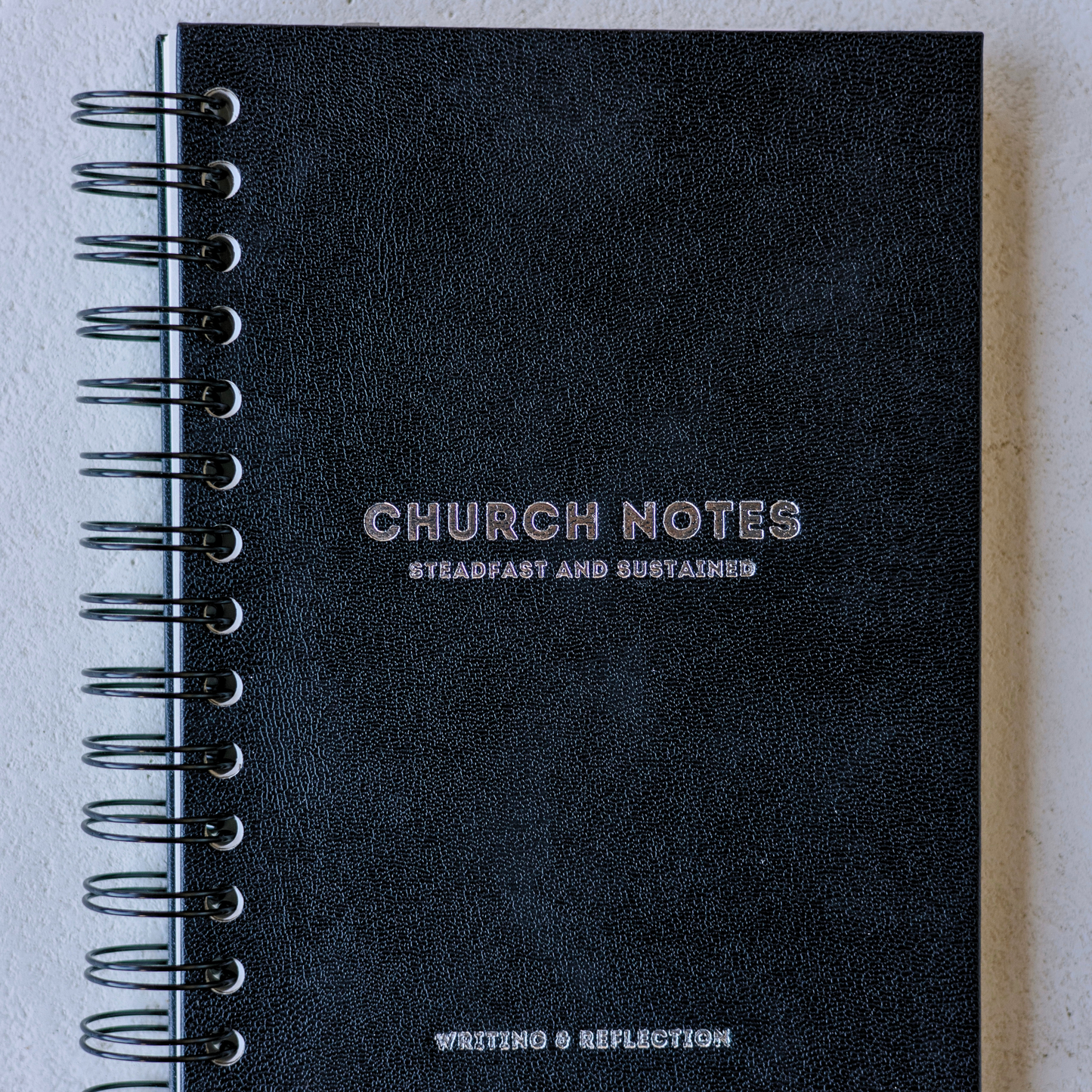 Charcoal Black spiral Church Notes Journal
