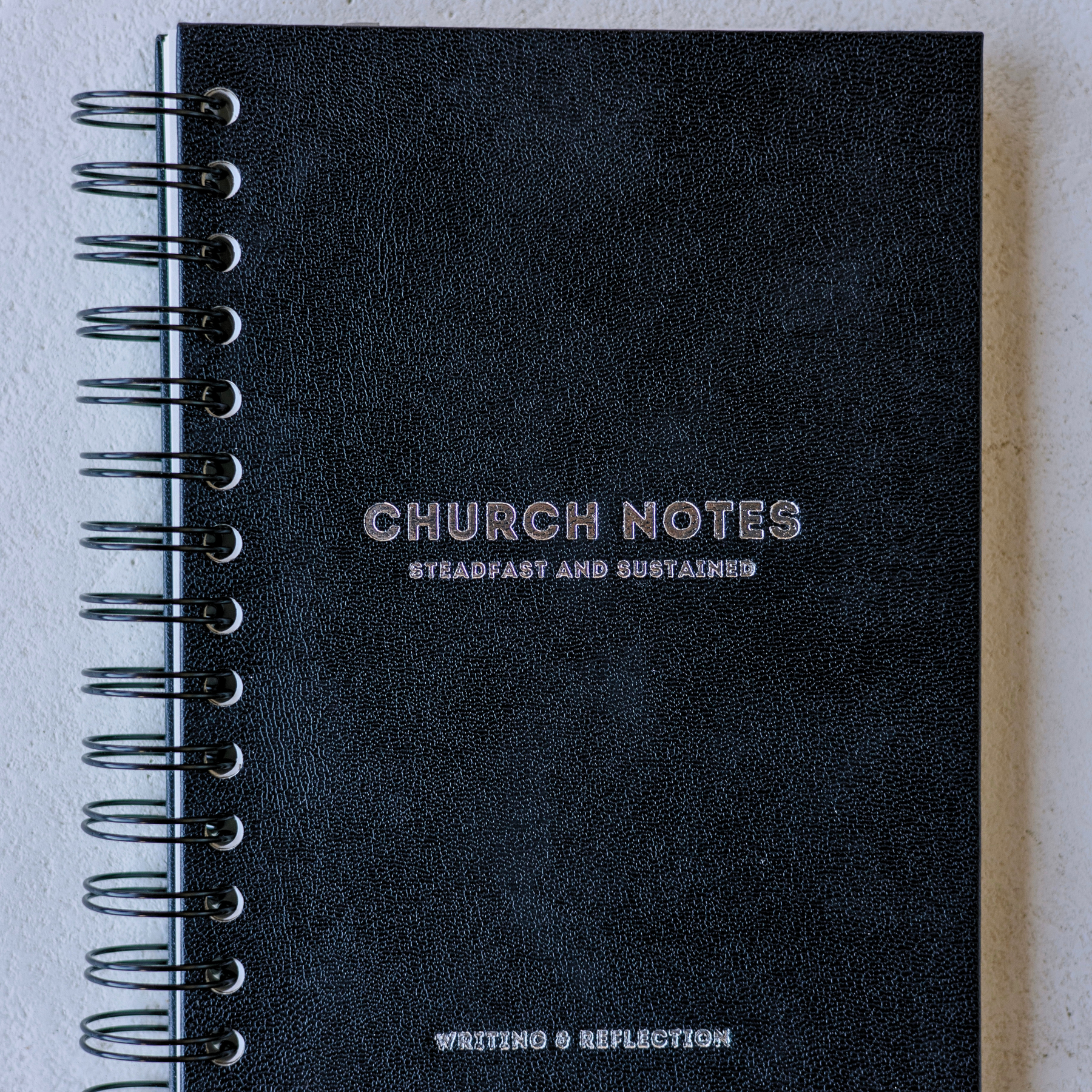 Charcoal Black spiral Church Notes Journal