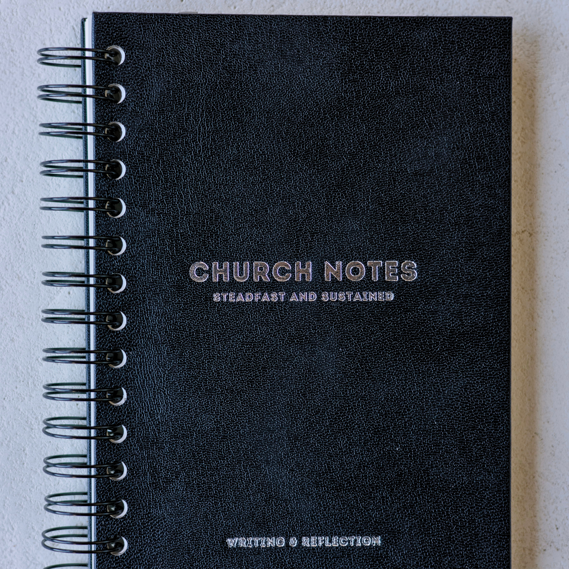 Charcoal Black spiral Church Notes Journal