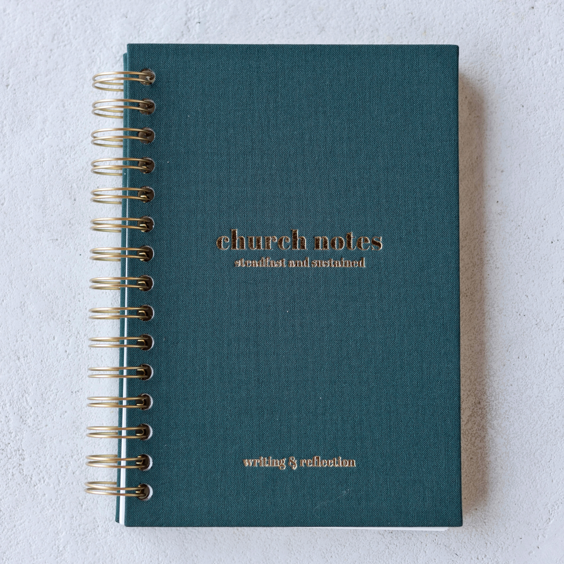 Dark Pine Green spiral Church Notes Journal