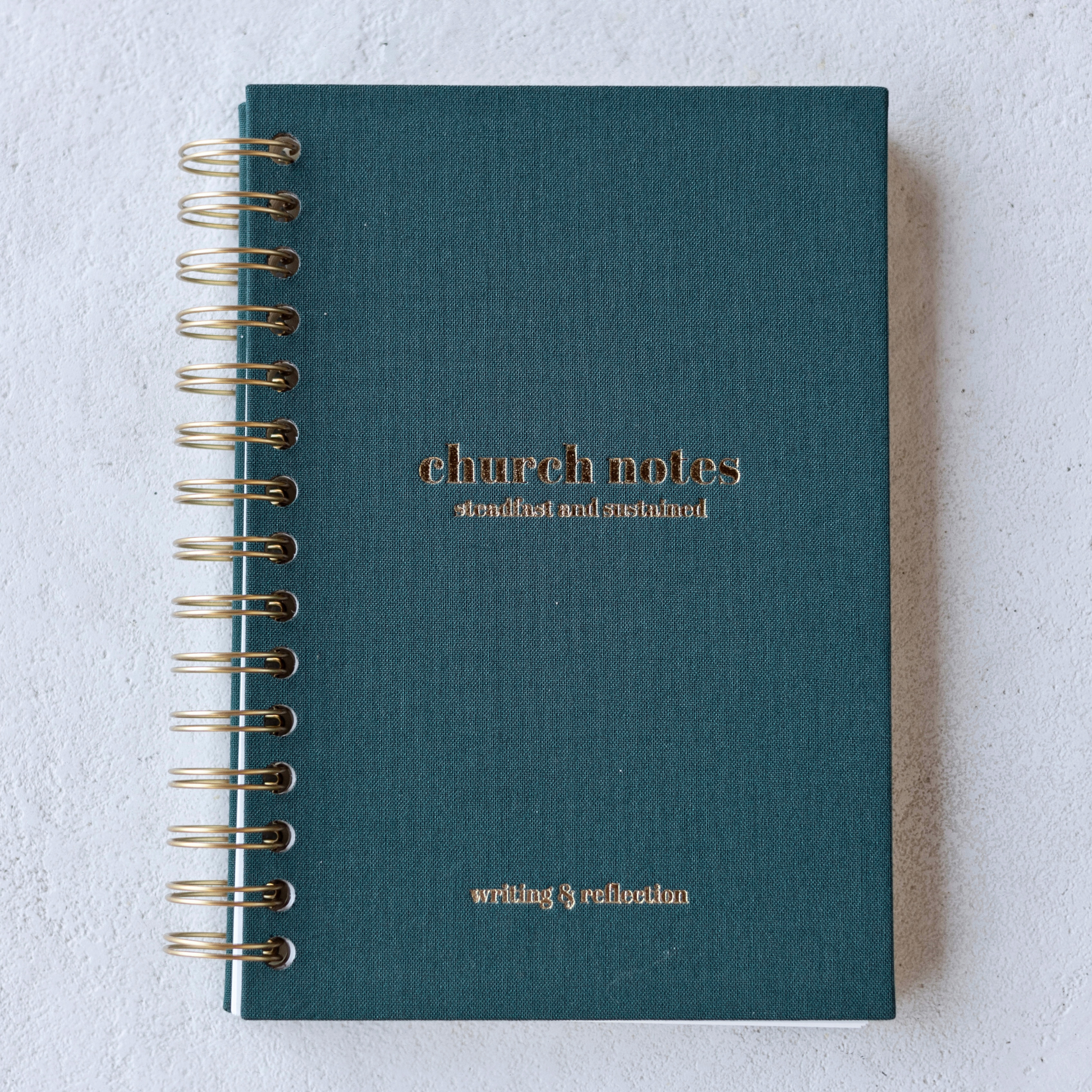 Dark Pine Green spiral Church Notes Journal