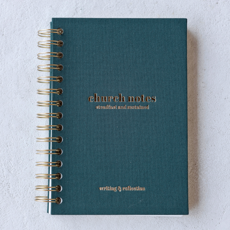 Church Notes Journal Spiral | Stay Focused & Grow in Faith Weekly - Dark Pine Green / 6 x 8"