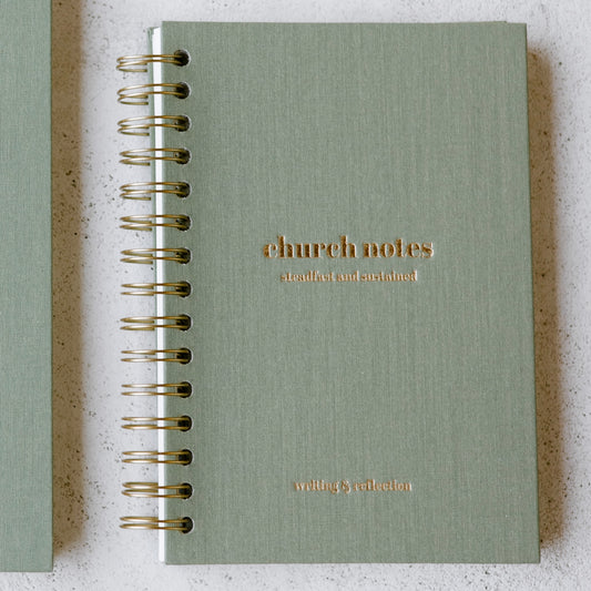 Church Notes Journal - Spiral Linen, Sage