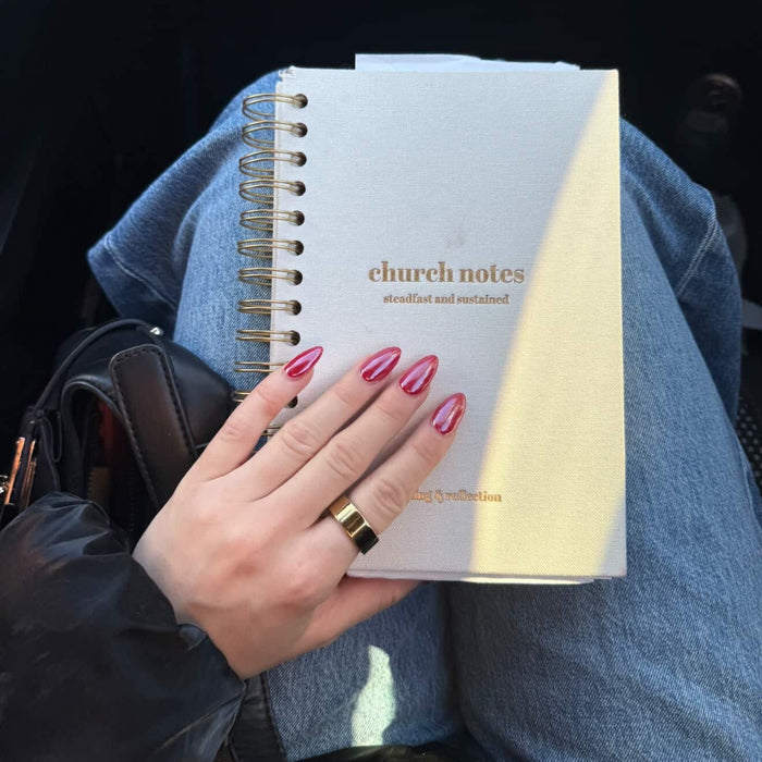 Church Notes Journal Spiral — lifestyle photo, journal in use