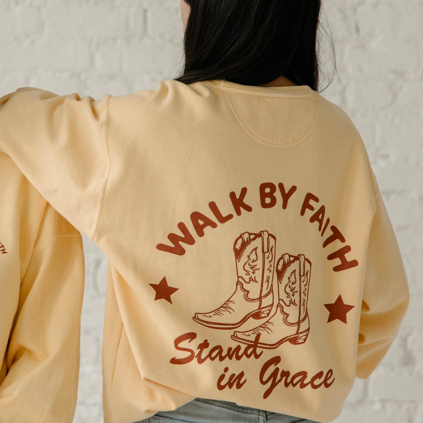 Walk by Faith, Stand in Grace Crewneck