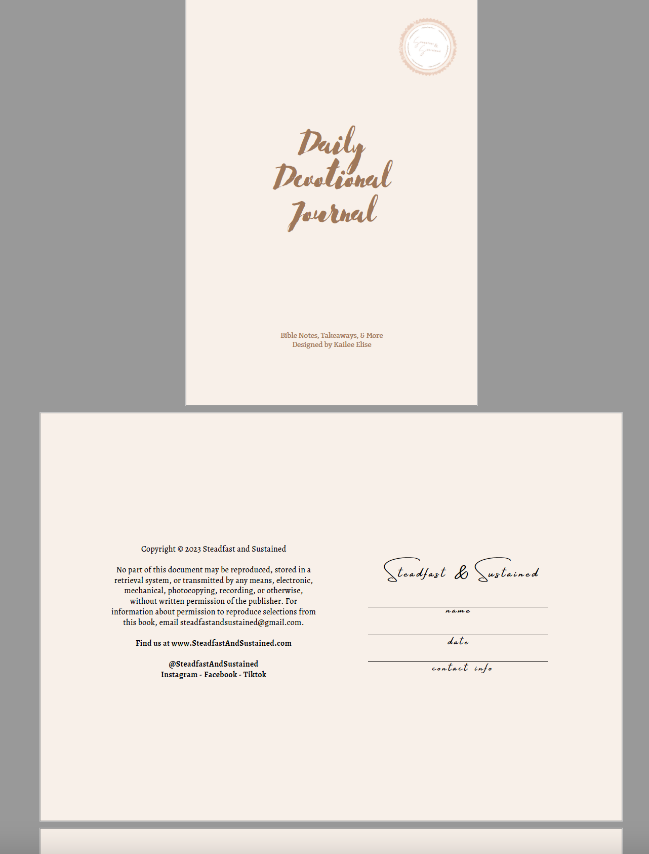 Bible Notes Journal: Digital Version - PDF Bundle - Steadfast and Sustained