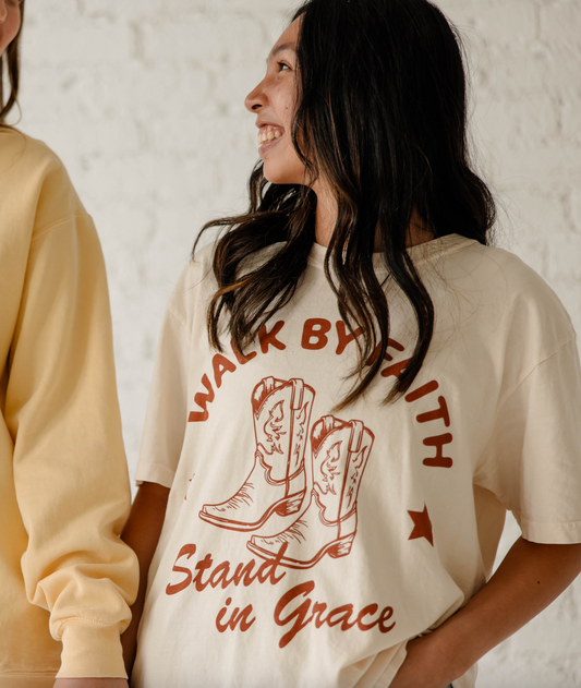 Walk by Faith, Stand in Grace Tee