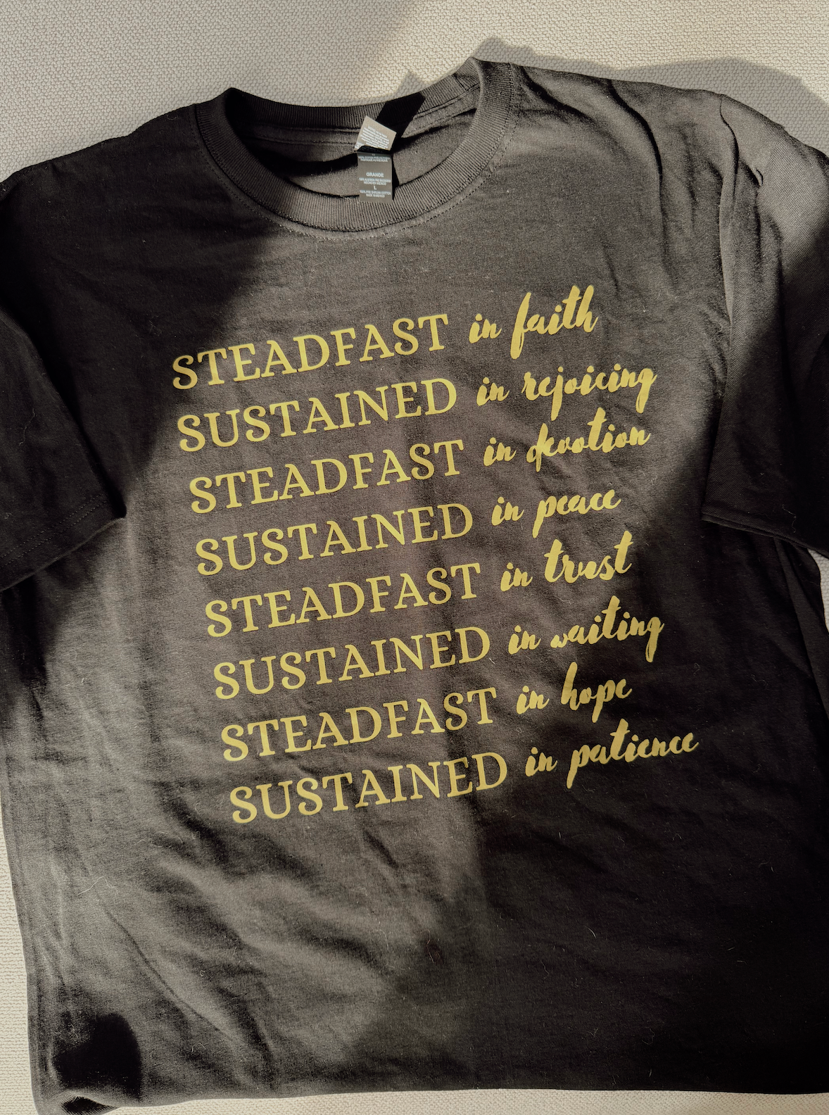 Steadfast Christian t-shirt for women, soft everyday faith apparel