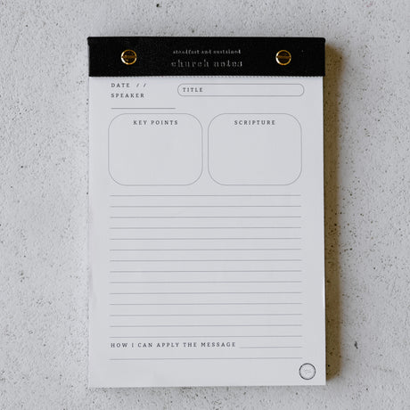Church Notes Notepad – Tear-Off (On-the-Go Edition) - Black and White