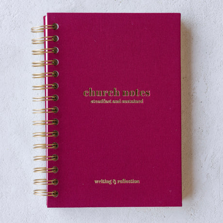 Church Notes Journal Spiral | Stay Focused & Grow in Faith Weekly - Cranberry Red / 6 x 8"