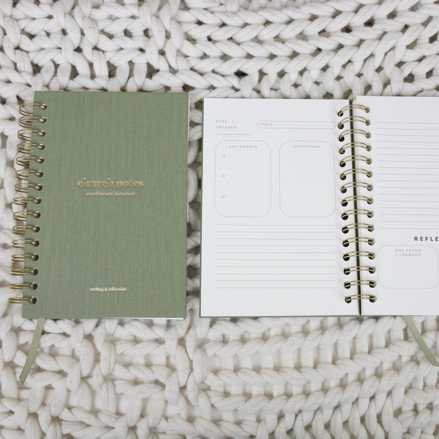 Church Notes Journal - Spiral Linen, Sage