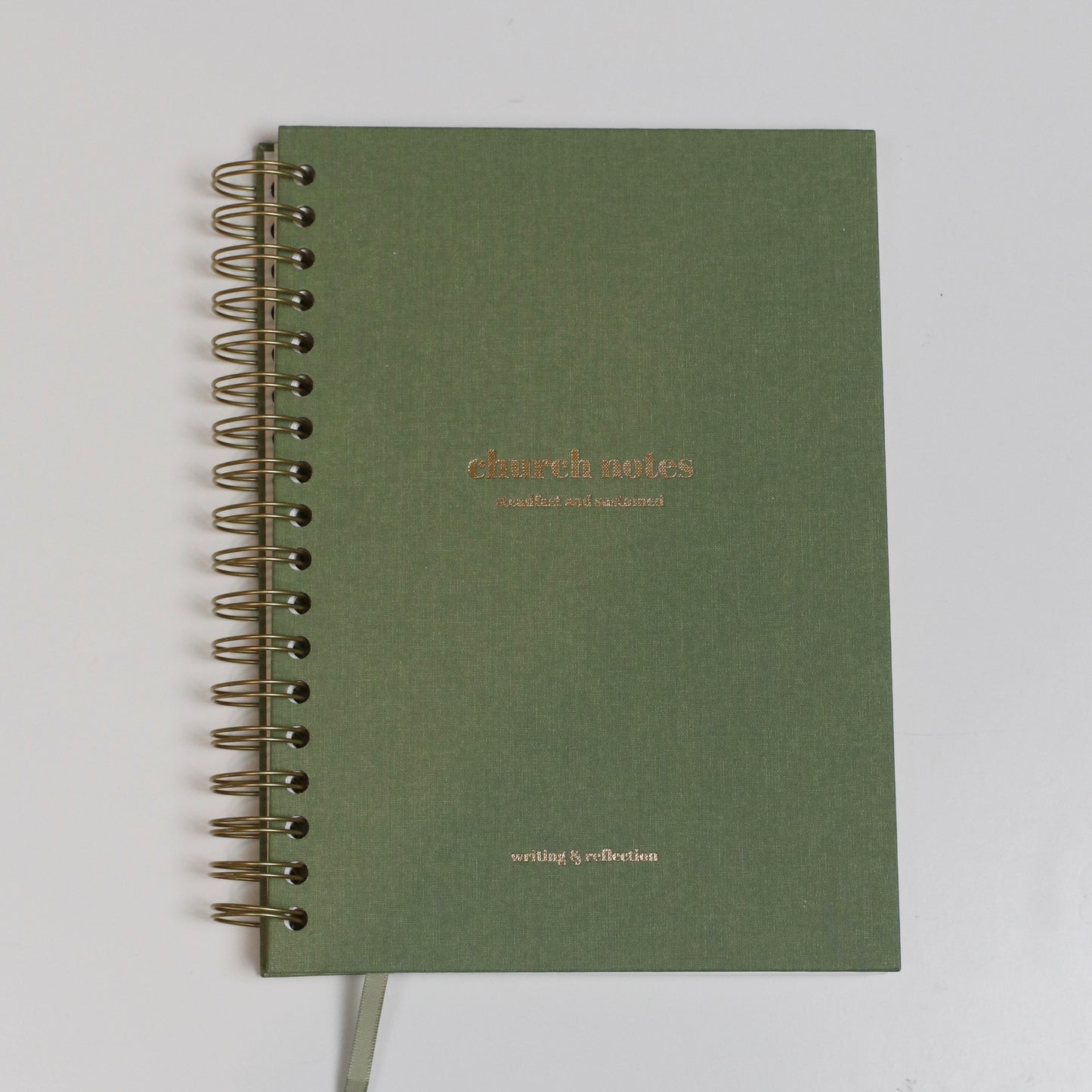 Church Notes Journal - Sage Green Spiral, Size Large (7 x 10")