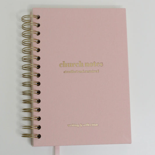 Church Notes Journal - Spiral Linen Pink