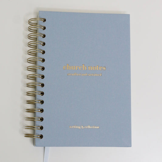 Church Notes Journal - Spiral Linen Blue