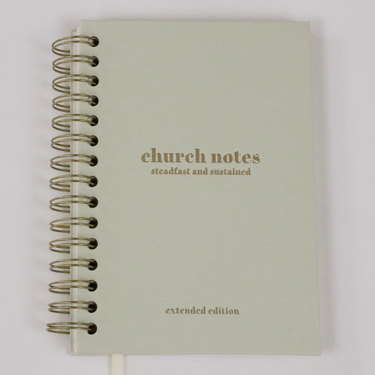 Church Notes Journal - Extended Edition - Spiral, Light Green Leatherette