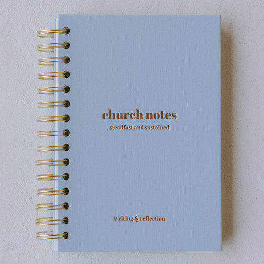 Church Notes Journal - Spiral Linen Blue