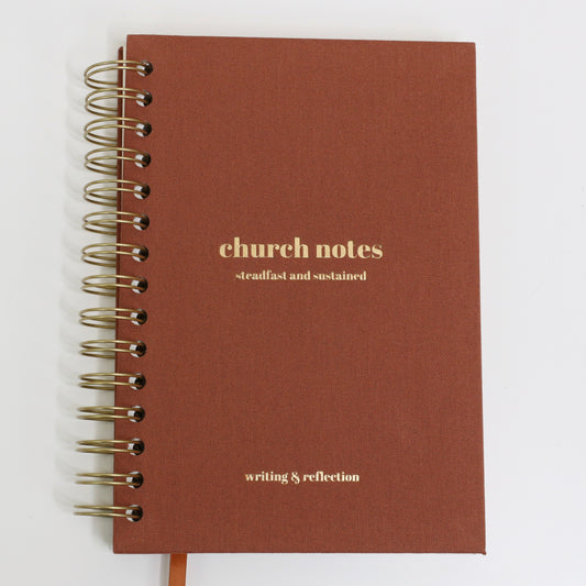 Church Notes Journal - Spiral Linen Brown