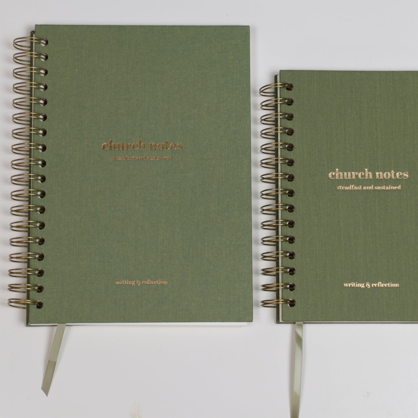 Church Notes Journal - Sage Green Spiral, Size Large (7 x 10")