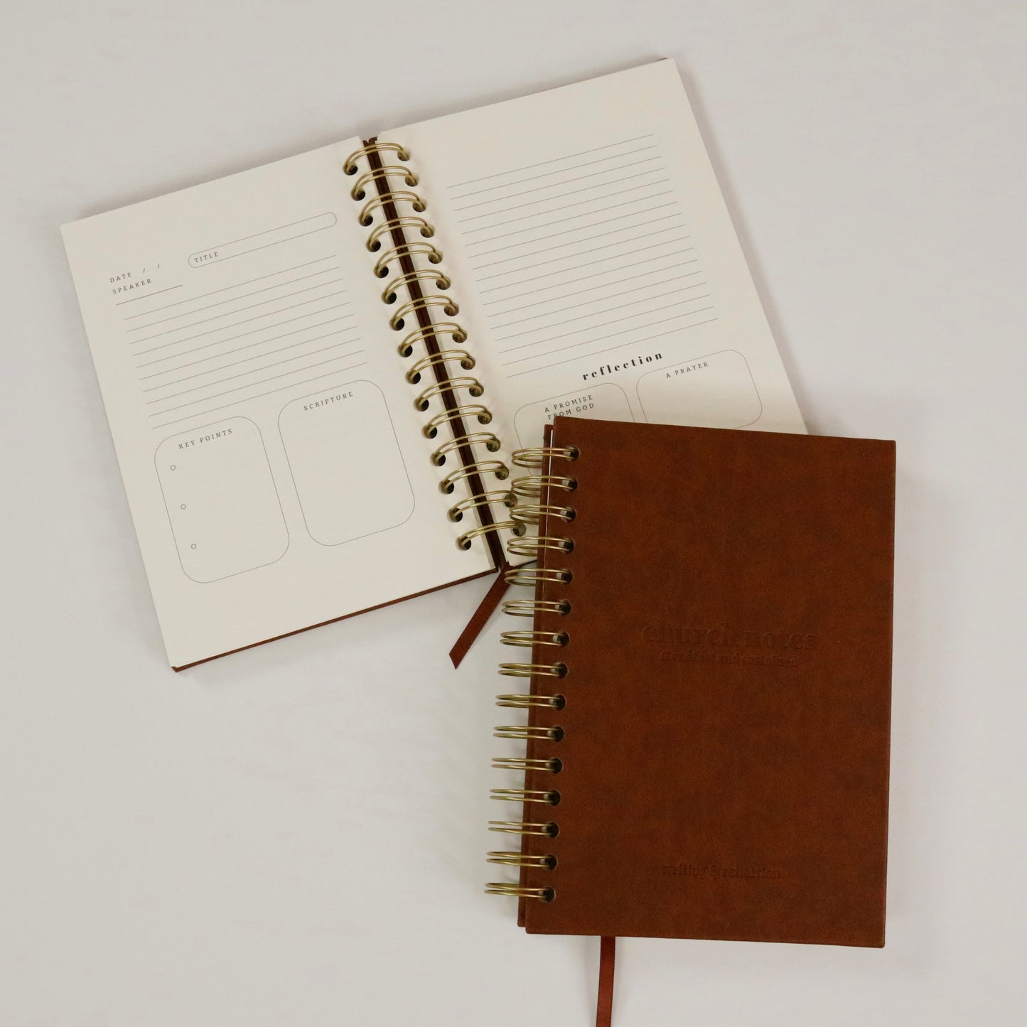 Church Notes Journal - EXTRA MARGIN SPACE Edition - Brown Faux Leather