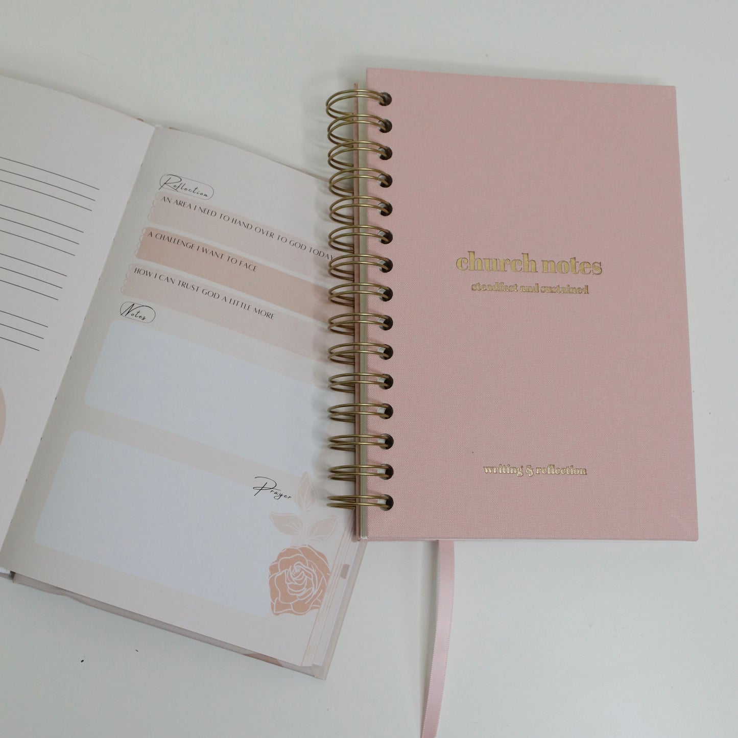 Church Notes Journal - Spiral Linen Pink