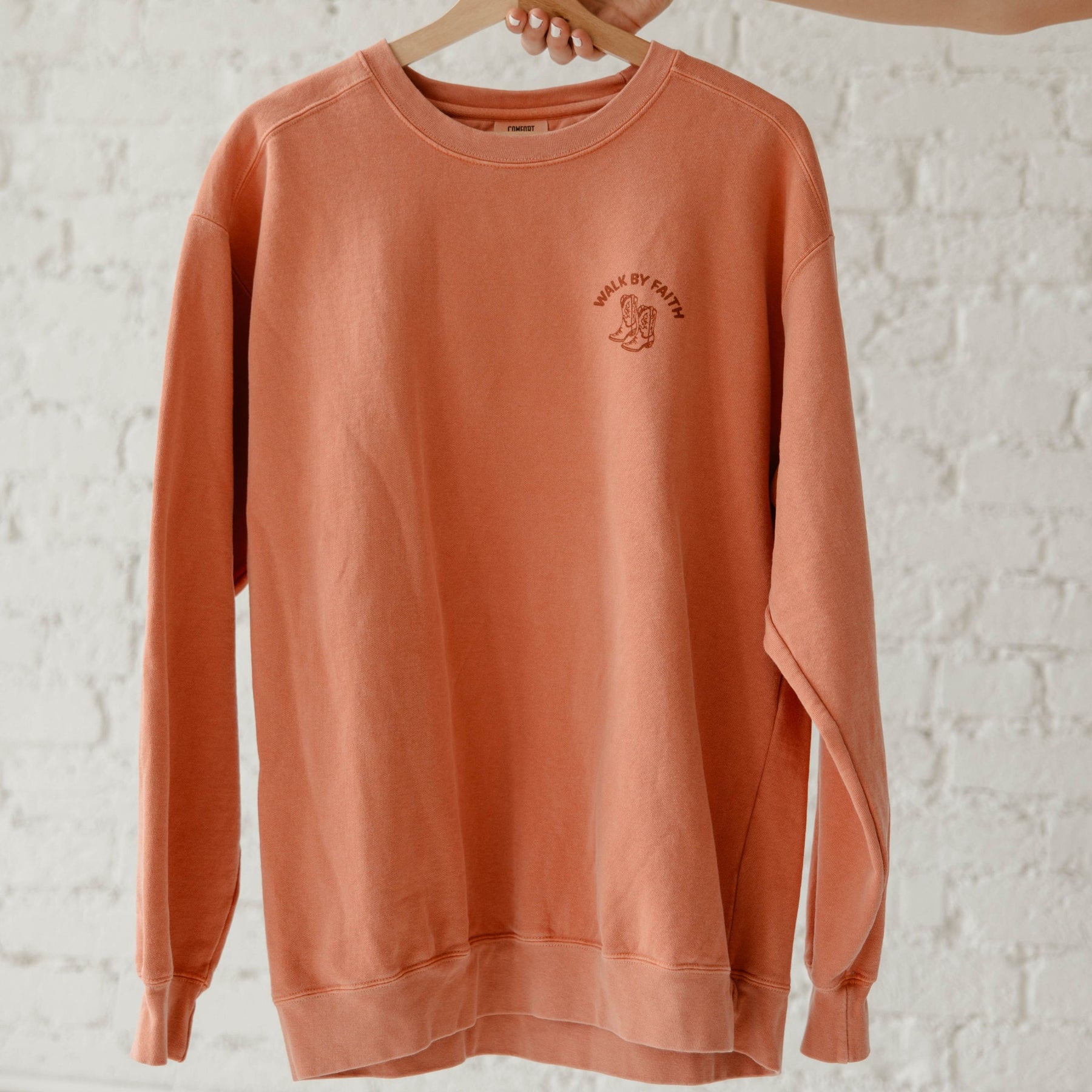 Christian sweatshirt with Walk by Faith, Stand in Grace design