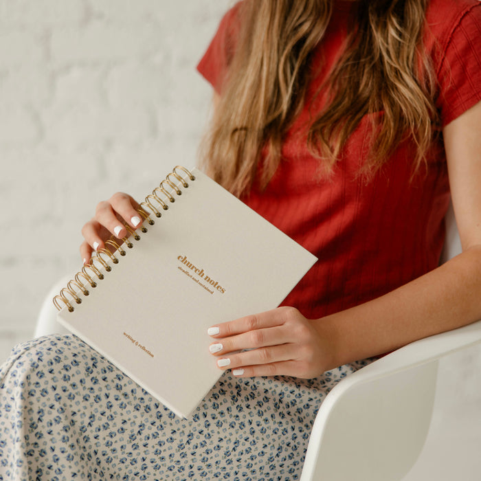 Church Notes Journal Spiral — White, large (7x10)